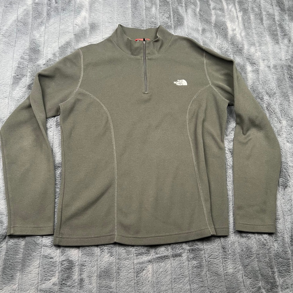 The North Face Womens XL Olive Green Quarter Zip Fleece Pullover ASYJ 13936